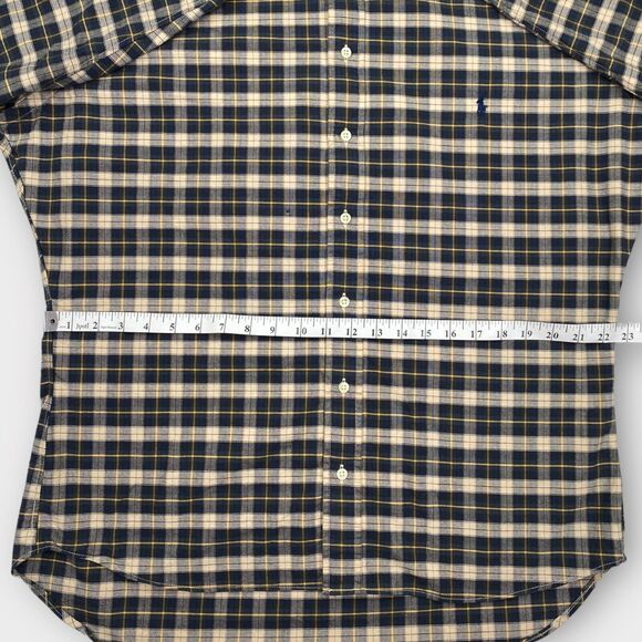VINTAGE Ralph Lauren Shirt Mens 2XLT Tall Beige Black Check Woven Button Down - Picture 12 of 16